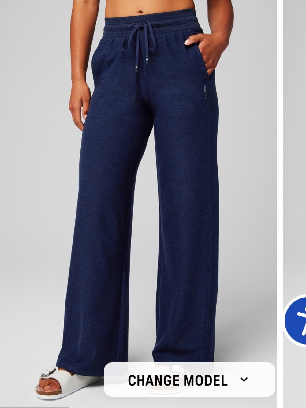 NWT Fabletics Cloud Jersey Wide Leg Pant Deep Navy Heather Sz Large